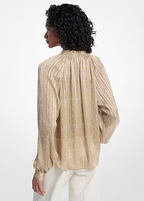 michael kors metallic printed georgette blouse