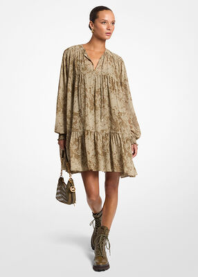 michael kors floral georgette tiered dress