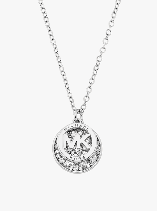 michael kors gold pave mk pendant necklace