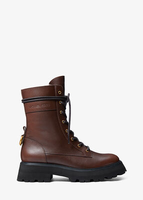 michael kors caleb burnished leather combat boot