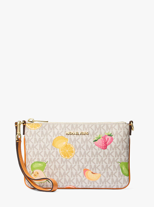 michael kors jet set travel small printed signature logo wristlet