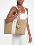 michael kors logo print striped tote bag