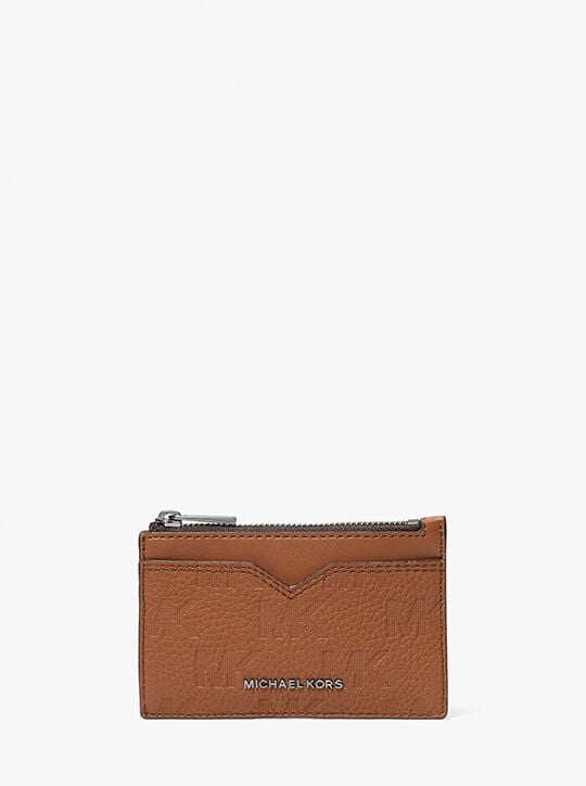 Hudson Logo Embossed Leather Card Case michael kors hudson logo embossed leather card case