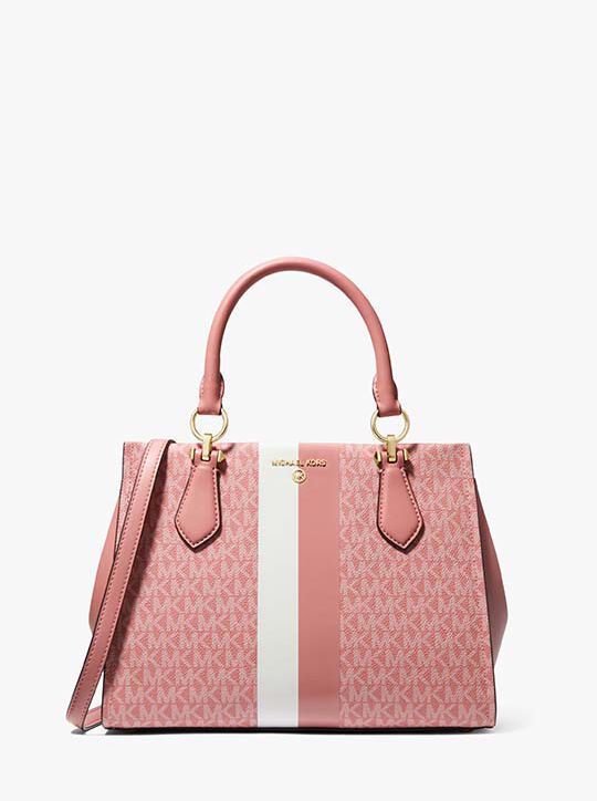 Marilyn Medium Logo Stripe Satchel | Michael Kors Official Website 