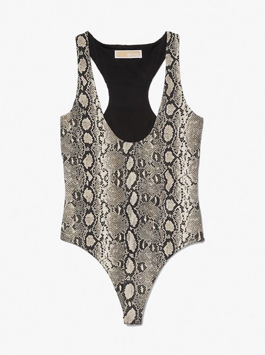 michael kors snake print scoop neck bodysuit