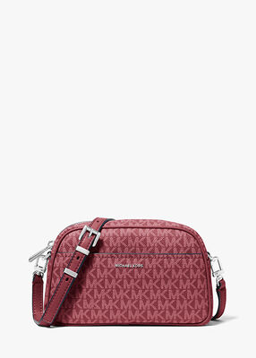 michael kors jet set small signature logo camera crossbody bag