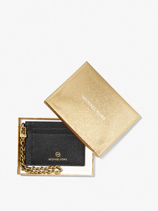 حافظة بطاقات بسلسلة جلدية مرصعة بالحصى صغيرة michael kors حافظة بطاقات بسلسلة جلدية مرصعة بالحصى صغيرة