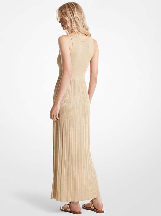 Ribbed Metallic Knit Flounce Tank Dress | Michael Kors Official  
