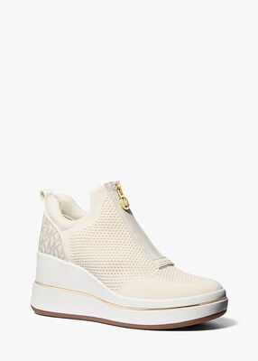 michael kors emmy mesh zip up wedge trainer