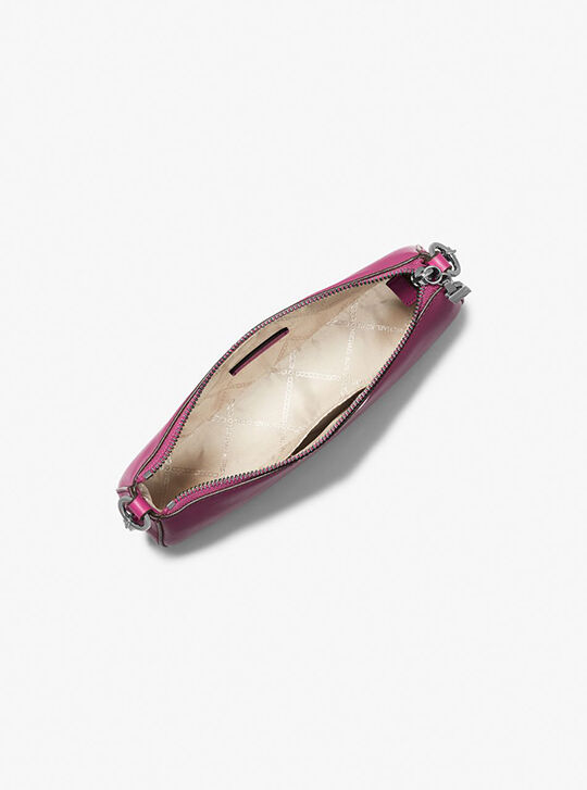 Empire Medium Leather Chain-Link Pochette, DEEP FUCHSIA | Michael