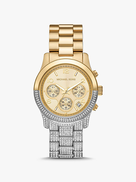 michael kors runway pav  two tone watch