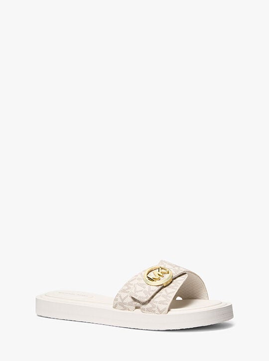 michael kors signature logo slide sandal