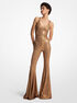 michael kors hand embroidered sequin stretch matte jersey flared jumpsuit