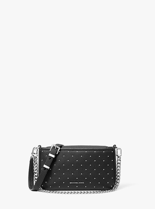 Bryant Small Studded Leather Convertible Pochette, BLACK | Michael
