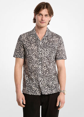 michael kors printed cotton camp shirt