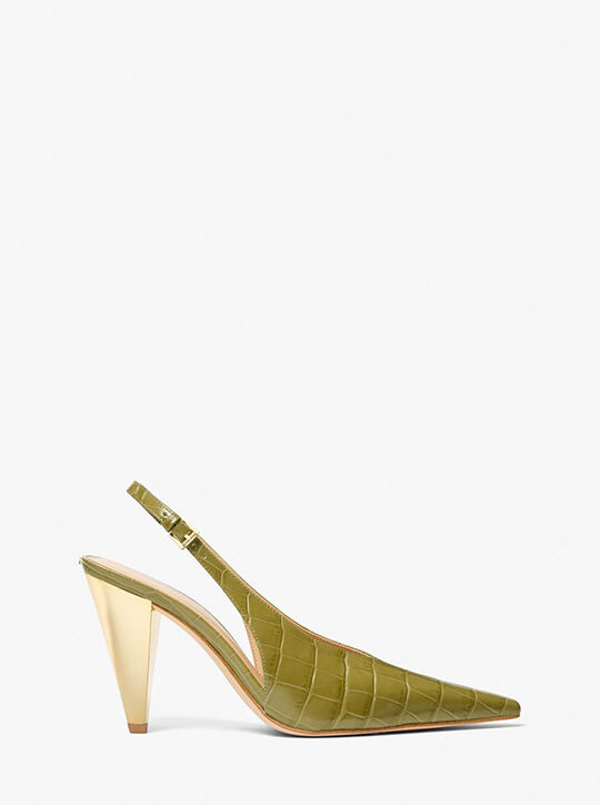 michael kors electra crocodile embossed leather slingback pump