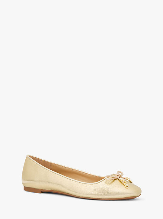 michael kors nori metallic leather ballet flat