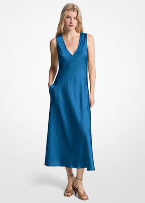 michael kors satin midi dress