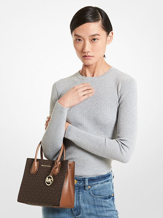 michael kors حقيبة كروس بودي ميرسر متوسطة الحجم وجلد أكورديون