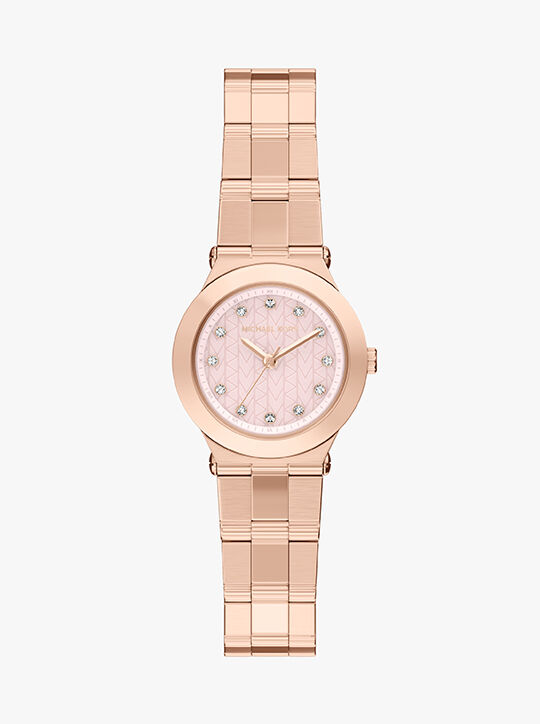 michael kors billie three hand rose gold tone stainless steel watch