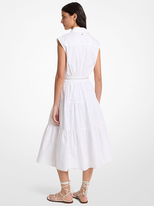 Belted Cotton Poplin Sleeveless Shirtdress michael kors belted cotton poplin sleeveless shirtdress