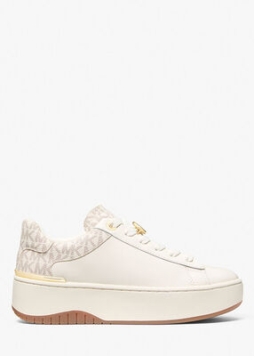 michael kors dottie leather and signature logo sneaker