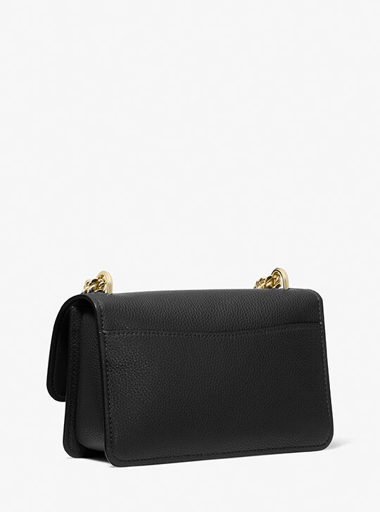Claire Large Pebbled Leather Convertible Shoulder Bag, BLACK