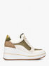 michael kors emmy mixed media wedge trainer
