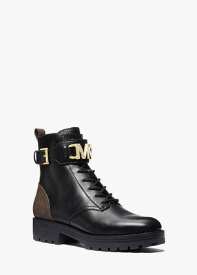 Reed Faux Leather and Logo Combat Boot