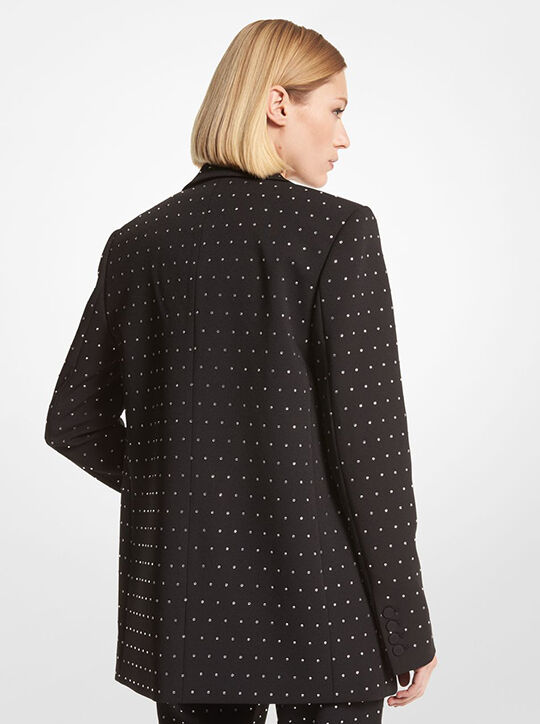 michael kors rhinestud stretch crepe blazer