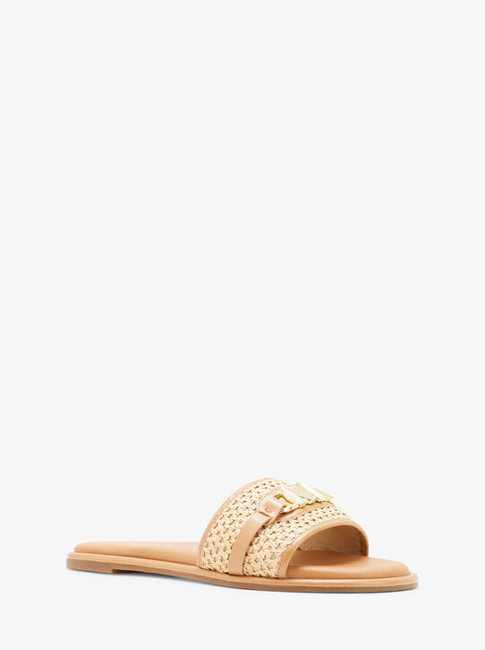michael kors ember embellished straw slide sandal