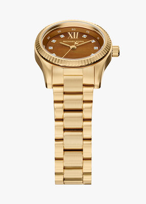michael kors lexington three hand gold tone stainless steel watch