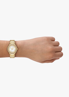 michael kors sylvia three hand gold tone watch