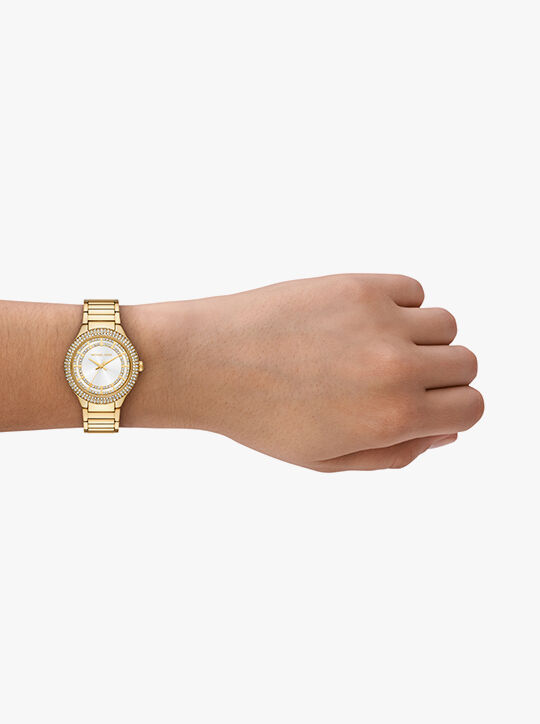 Sylvia Three-Hand Gold-Tone Watch michael kors sylvia three hand gold tone watch