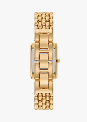 michael kors essex three hand gold tone stainless steel watch