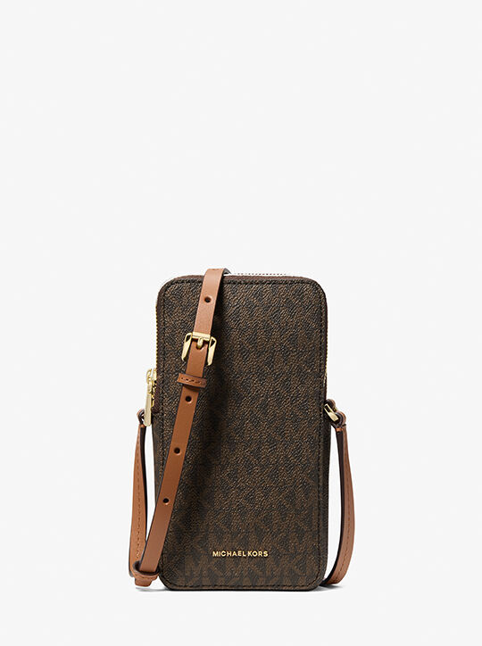 michael kors jet set small signature logo smartphone crossbody bag