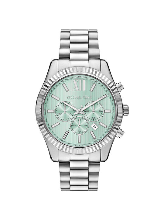 Oversized Lexington Silver-Tone Watch michael kors oversized lexington silver tone watch