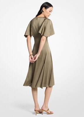 michael kors cape sleeve satin midi dress