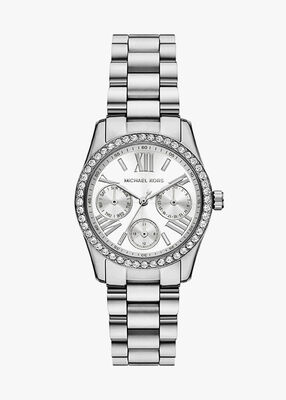 michael kors lexington pav  silver tone modern watch
