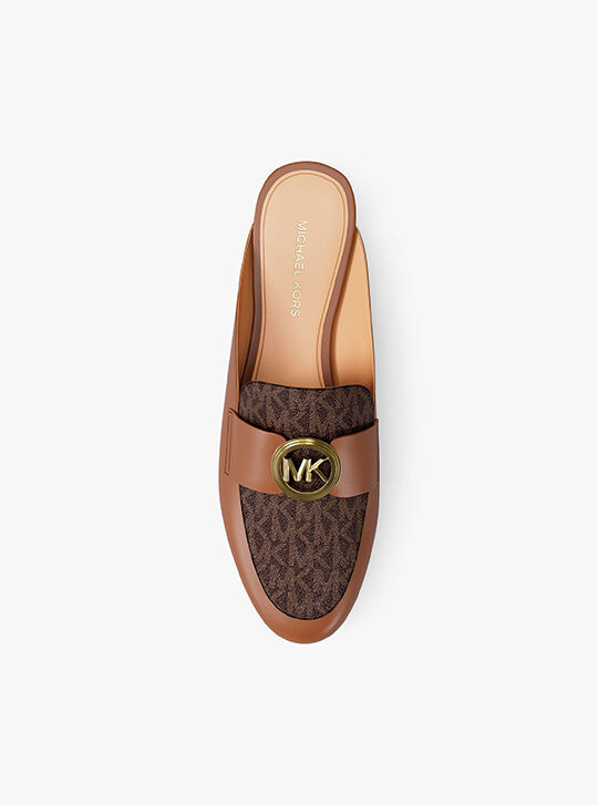 Mckenzie Leather and Signature Logo Mule, BRN/LUGGAGE | Michael