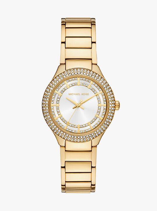 Sylvia Three-Hand Gold-Tone Watch michael kors sylvia three hand gold tone watch