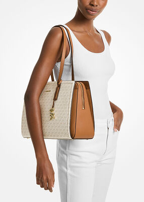 michael kors laila medium signature logo tote bag