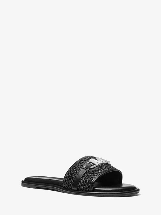 michael kors ember embellished straw slide sandal