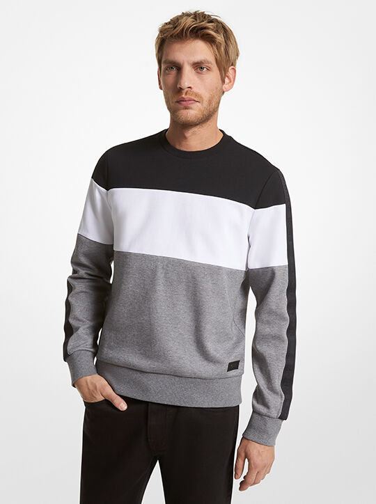 Color Block Striped Stretch Cotton Sweatshirt