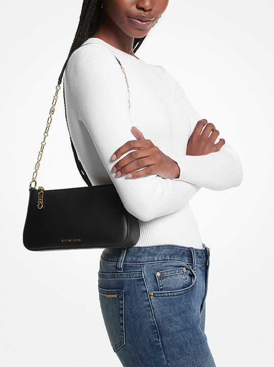 michael kors empire medium leather chain link pochette