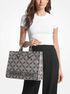 michael kors gigi large empire logo jacquard tote bag
