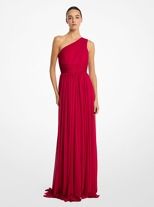 فستان شيفون جيرسي بكتف واحد michael kors فستان شيفون جيرسي بكتف واحد