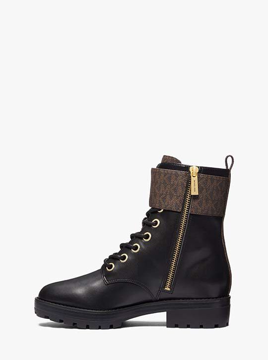 Rory Leather and Logo Combat Boot