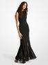 michael kors stretch knit combination maxi dress