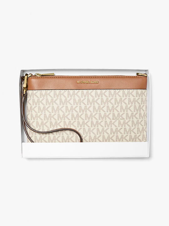 michael kors jet set medium signature logo wristlet